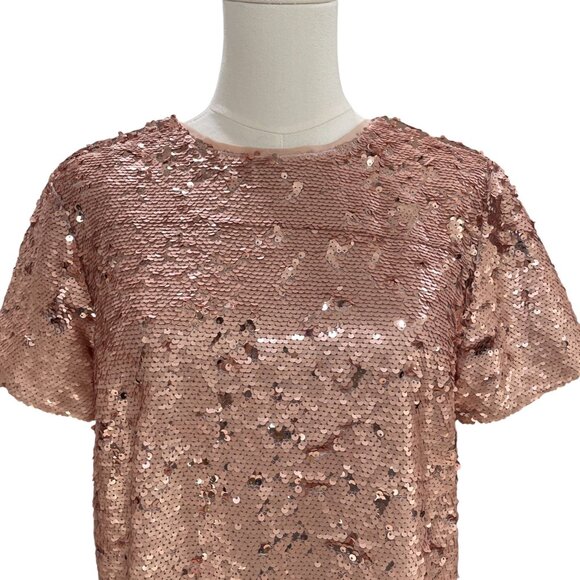 Forever 21 Blush Pink Sequin Mini Dress Size Small Party Cocktail Holiday Glam - Picture 6 of 9